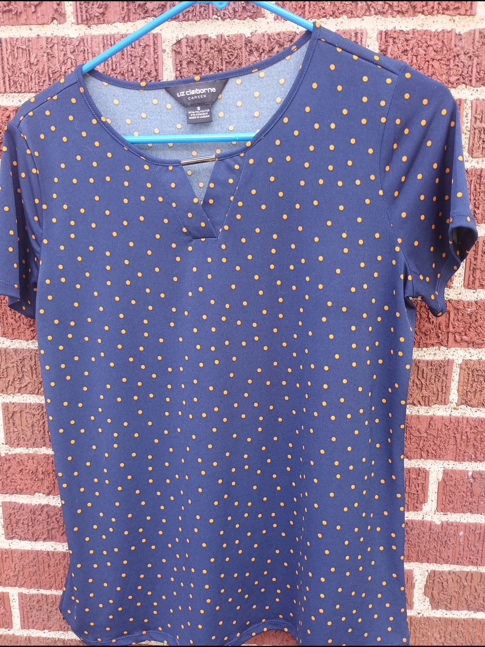 Liz Claiborne Career Polka Dot Short Sleeve Top